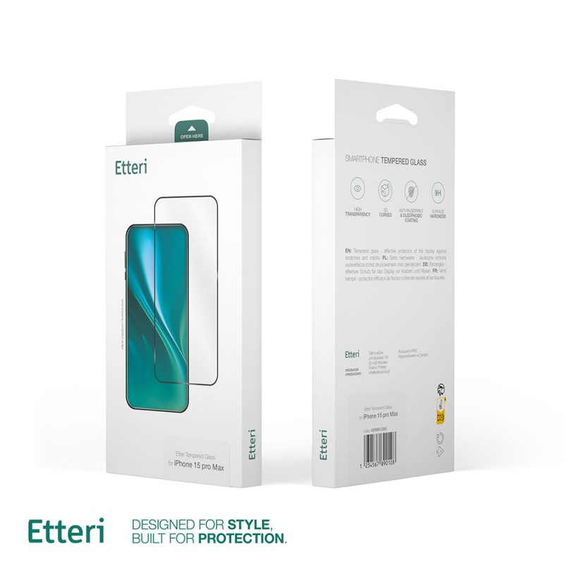 Etteri 9D закалено стъкло за iPhone 15 Pro 6.1"