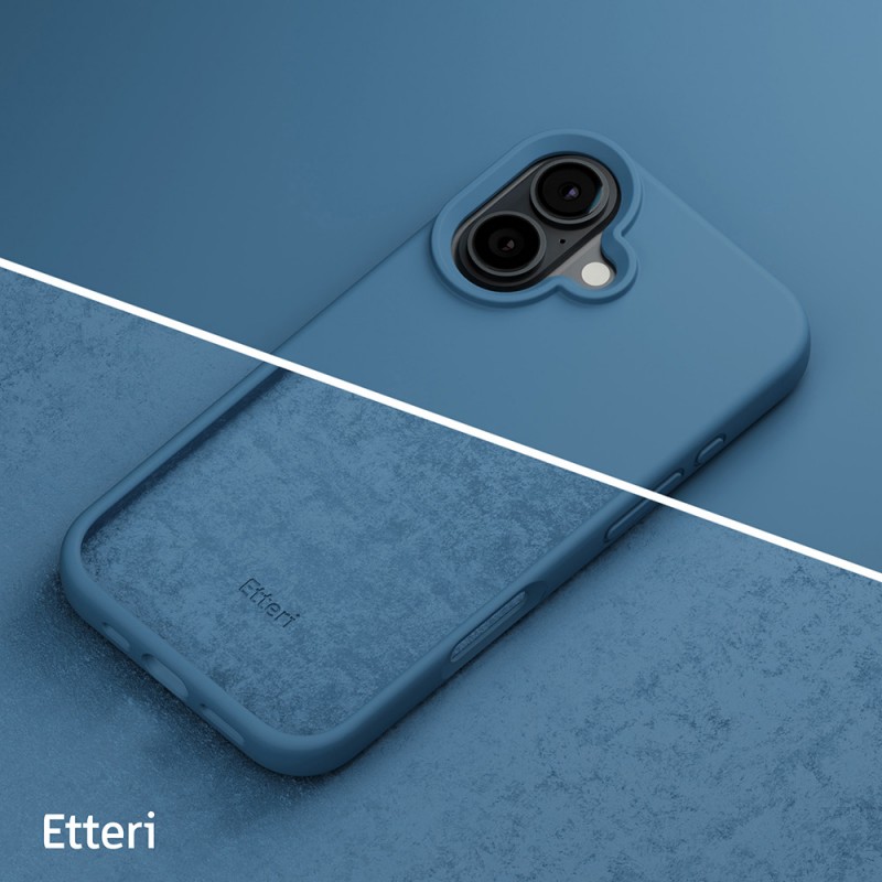 Силиконов калъф Etteri за iPhone 16 Plus 6.7" тъмно син
