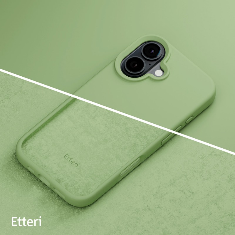 Силиконов кейс Etteri за iPhone 16 6.1" светло зелен