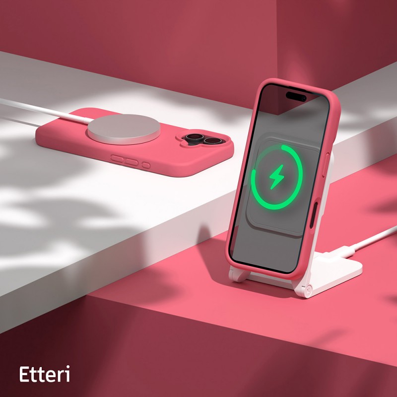 Силиконов калъф Etteri за iPhone 16 6.1" малинов