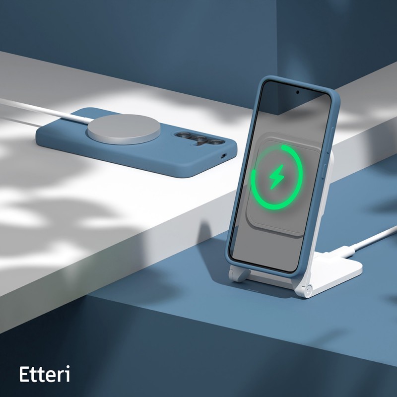 Силиконов калъф Etteri за Samsung Galaxy S24 Plus, тъмно син