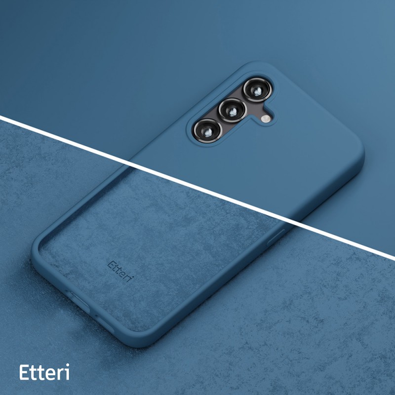 Силиконов калъф Etteri за Samsung Galaxy S24 Plus, тъмно син