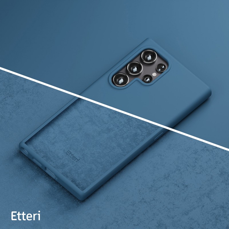 Силиконов кейс Etteri за Samsung Galaxy S24 Ultra тъмно син