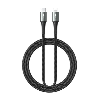 BWOO плетен кабел USB-C - Lightning 3m 30W черен