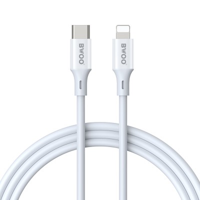 BWOO кабел USB-C - Lightning 2m 27W ABS + TPE бял