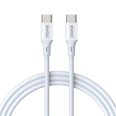 BWOO кабел USB-C - USB-C 2m 60W ABS + TPE бял