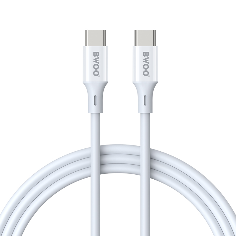 BWOO кабел USB-C - USB-C 2m 60W ABS + TPE бял