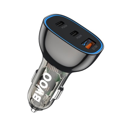 BWOO автомобилно зарядно PD 2x USB-C 1x USB 68W черно