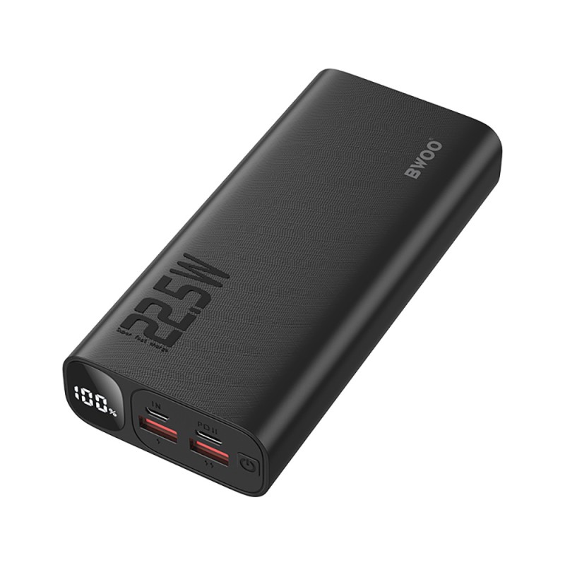 Външна батерия BWOO 22,5W 20000 mAh с LCD дисплей, черна