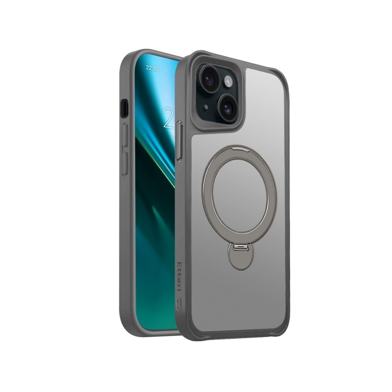 Калъф Etteri Matt Mag Ring за iPhone 15 6.1" сив