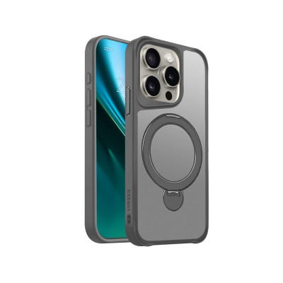 Калъф Etteri Matt Mag Ring за iPhone 15 Pro 6.1" сив