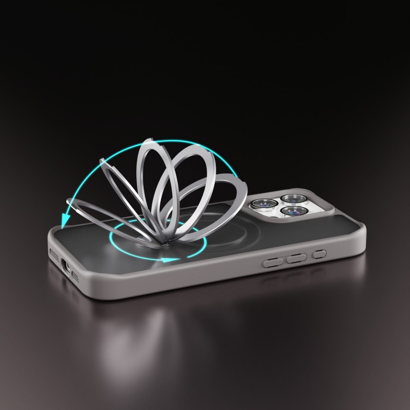 Калъф Etteri Matt Mag Ring за iPhone 15 Pro 6.1" сив
