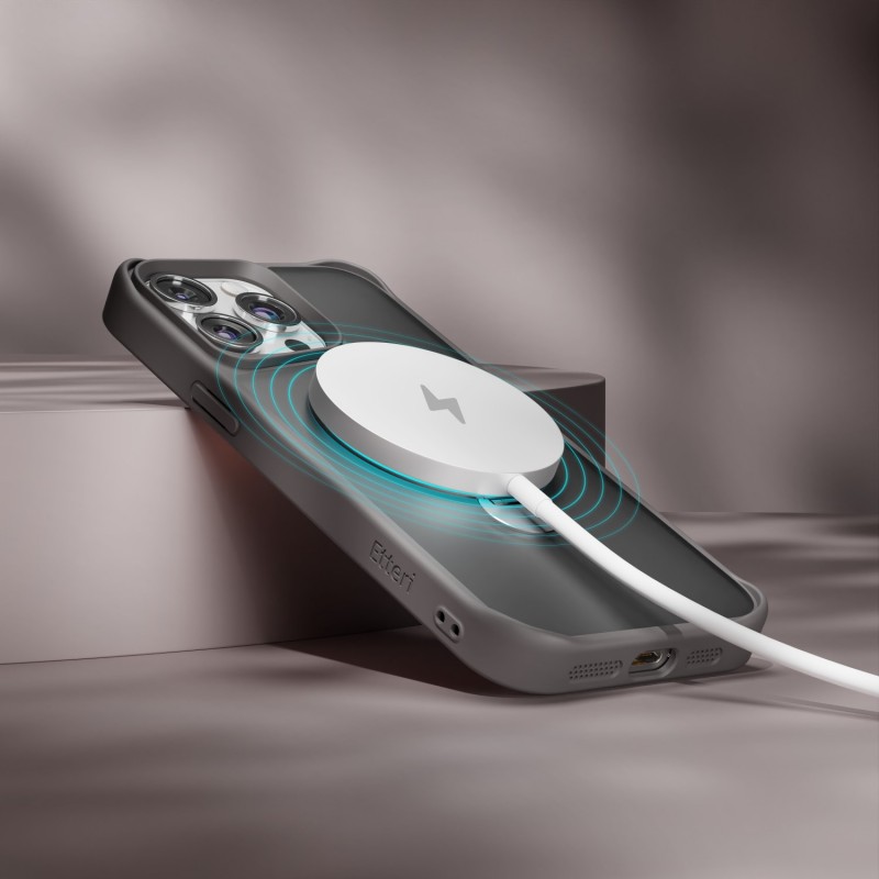 Калъф Etteri Matt Mag Ring за iPhone 15 Pro Max 6.7" сив