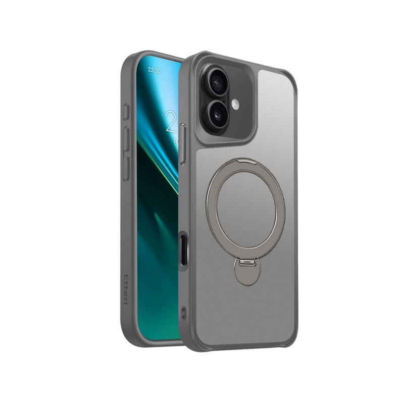 Калъф Etteri Matt Mag Ring за iPhone 16 6.1" сив