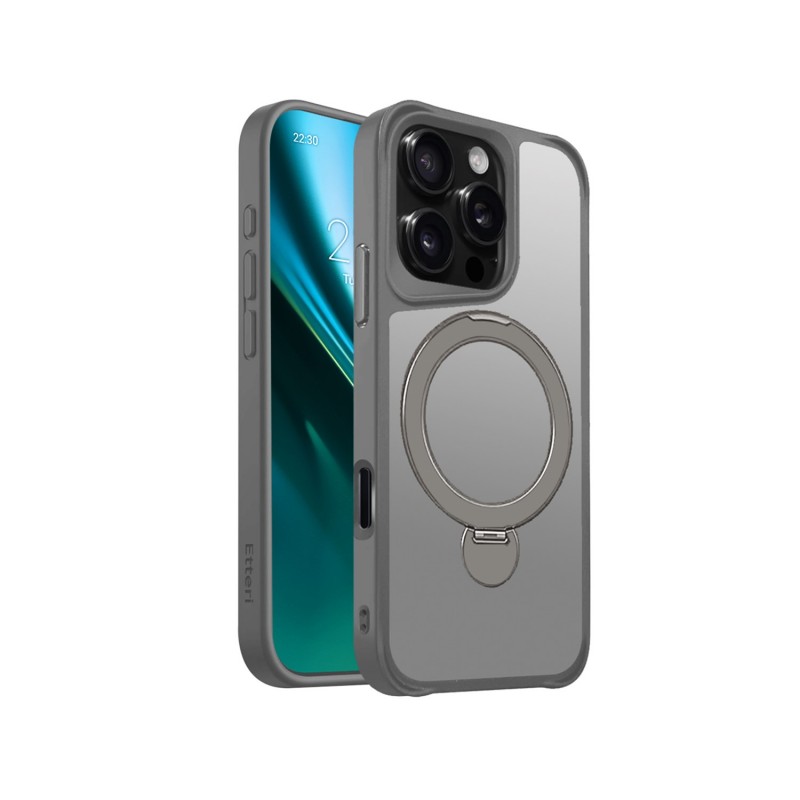 Калъф Etteri Matt Mag Ring за iPhone 16 Pro 6.3" сив
