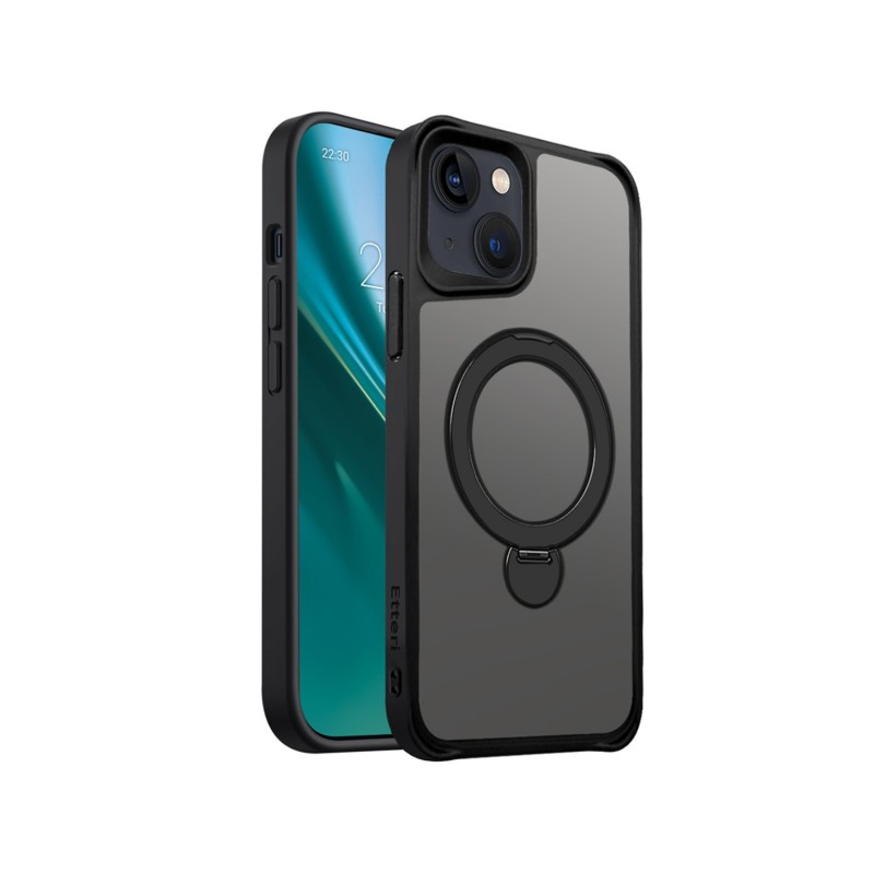 Калъф Etteri Matt Mag Ring за iPhone 13 6.1" черен