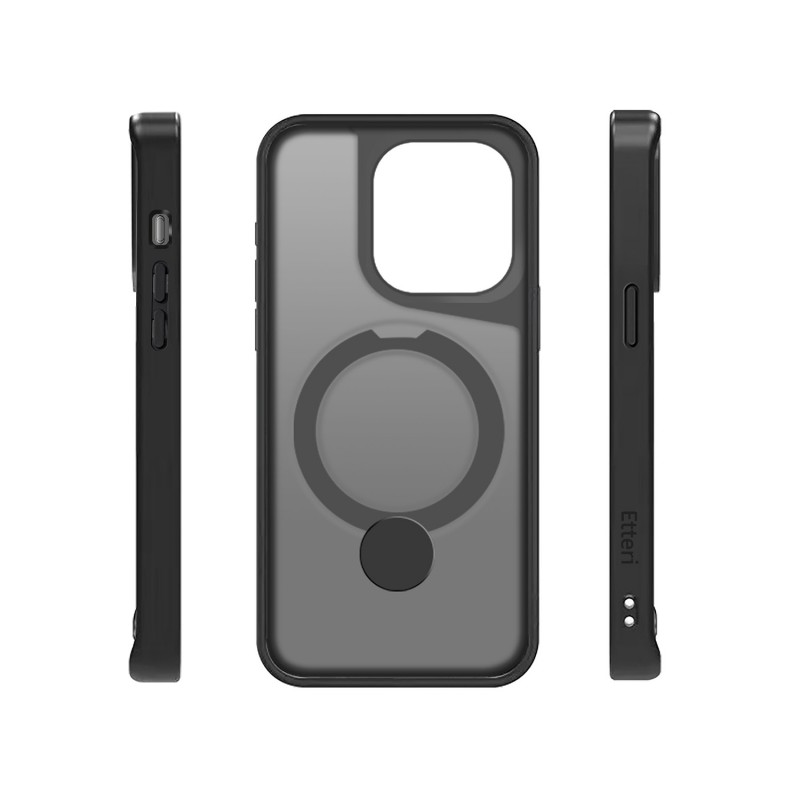 Калъф Etteri Matt Mag Ring за iPhone 15 Pro 6.1" черен