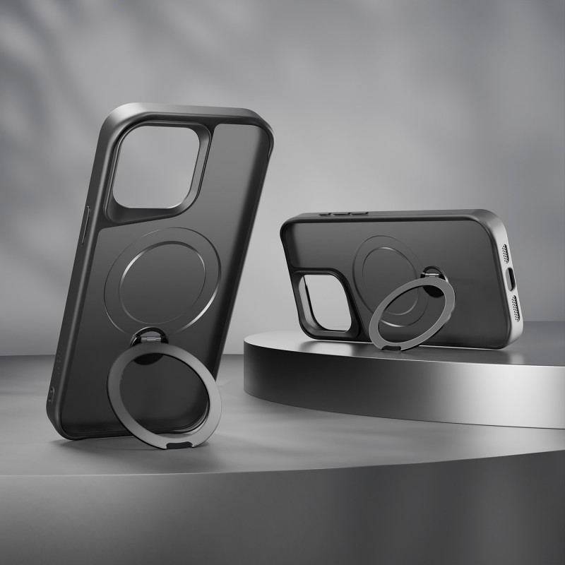 Калъф Etteri Matt Mag Ring за iPhone 15 Pro 6.1" черен