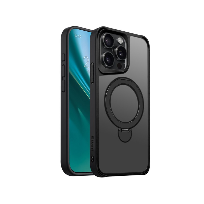 Калъф Etteri Matt Mag Ring за iPhone 15 Pro Max 6.7" черен