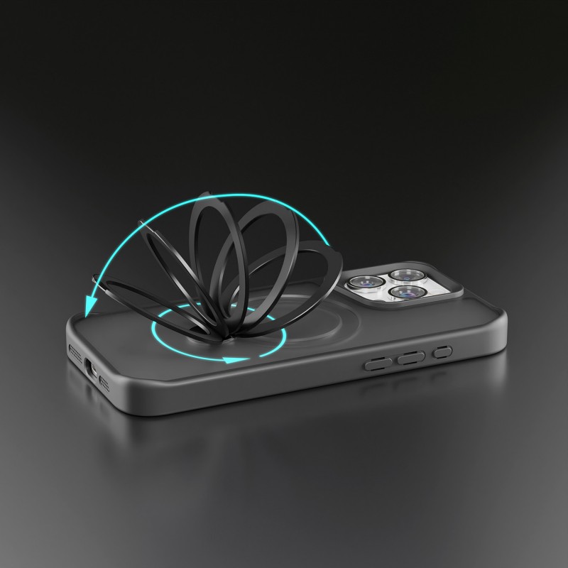 Калъф Etteri Matt Mag Ring за iPhone 15 Pro Max 6.7" черен