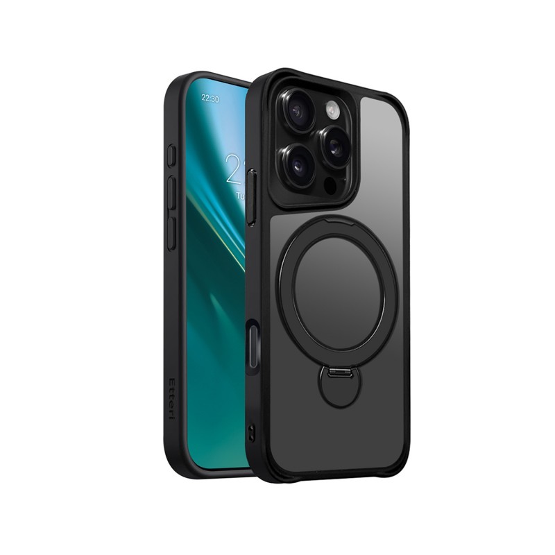 Калъф Etteri Matt Mag Ring за iPhone 16 Pro 6.3" черен