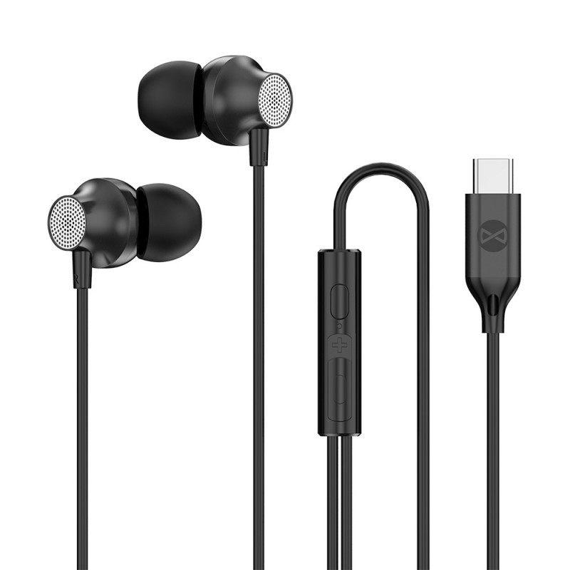Forever кабелни слушалки EP-02 тип тапи USB-C черни
