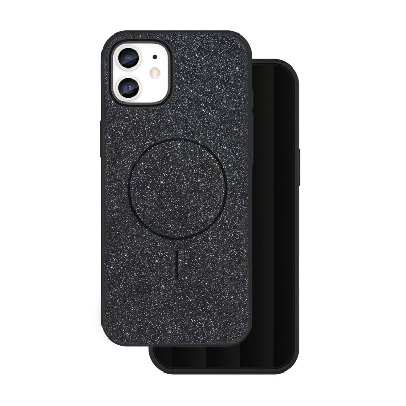 Калъф Glitter Thin Mag за iPhone 11, черен