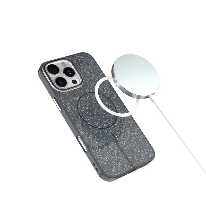 Калъф Glitter Thin Mag за iPhone 13 6.1" черен