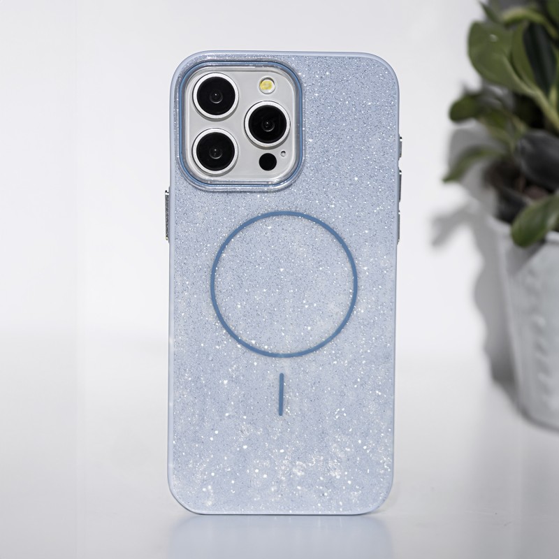 Калъф Glitter Thin Mag за iPhone 17 Pro 6.3" син
