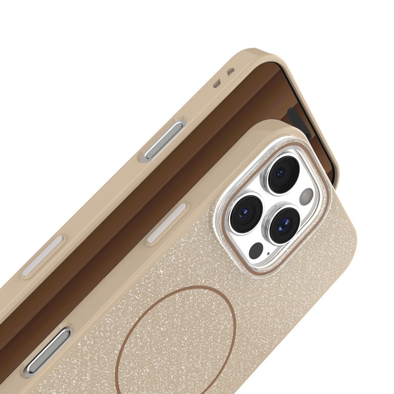 Калъф Glitter Thin Mag за iPhone 16 Pro 6.3" кафяв