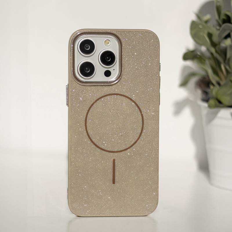 Калъф Glitter Thin Mag за iPhone 16e / 17e кафяв
