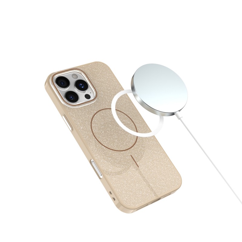 Калъф Glitter Thin Mag за iPhone 16e / 17e кафяв