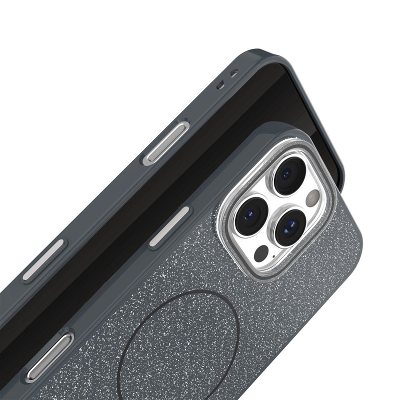 Калъф Glitter Thin Mag за iPhone 16e / 17e, черен