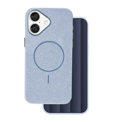 Калъф Glitter Thin Mag за iPhone 16e / 17e син