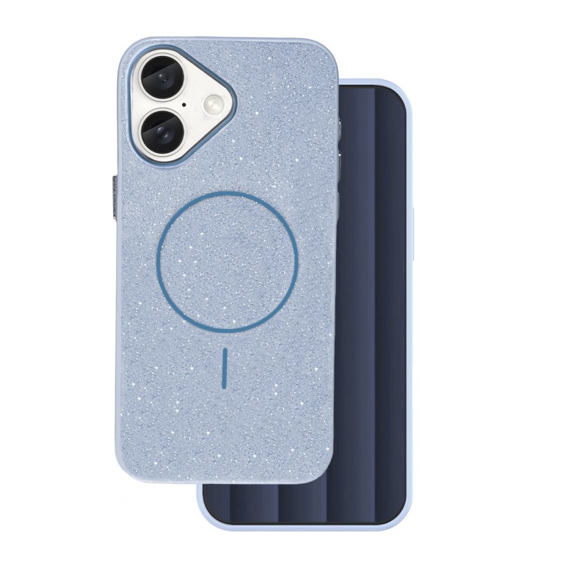 Калъф Glitter Thin Mag за iPhone 16e / 17e син