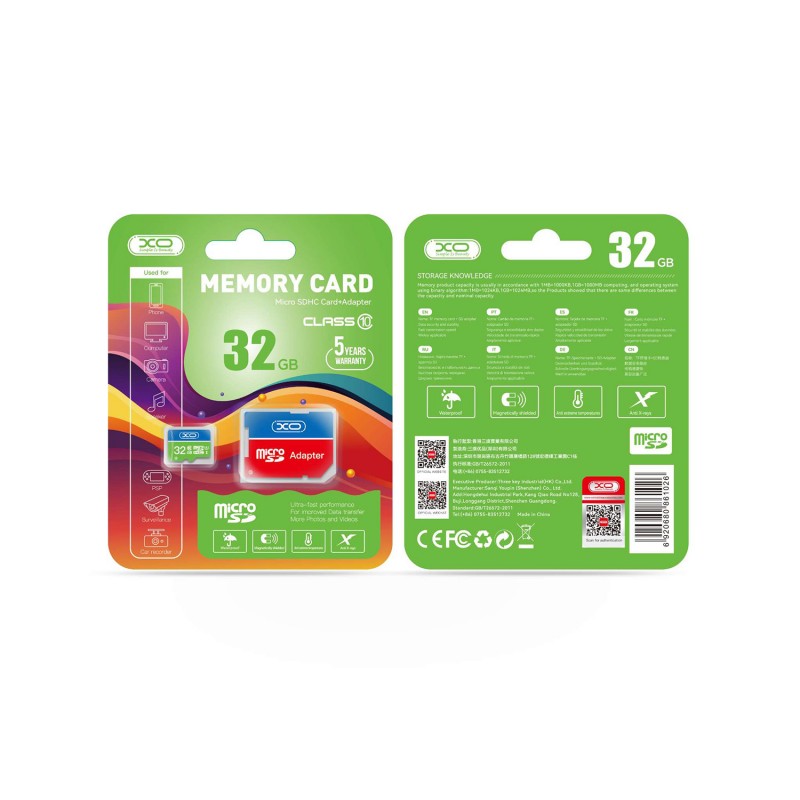 XO карта памет 32GB microSDHC клас 10 + адаптер