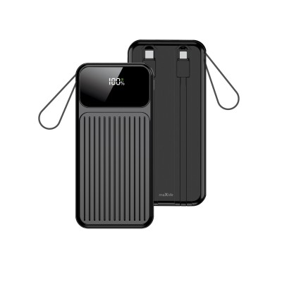 Maxlife power bank с вградени кабели MXPB-06 PD QC 22.5W 10000 mAh черен