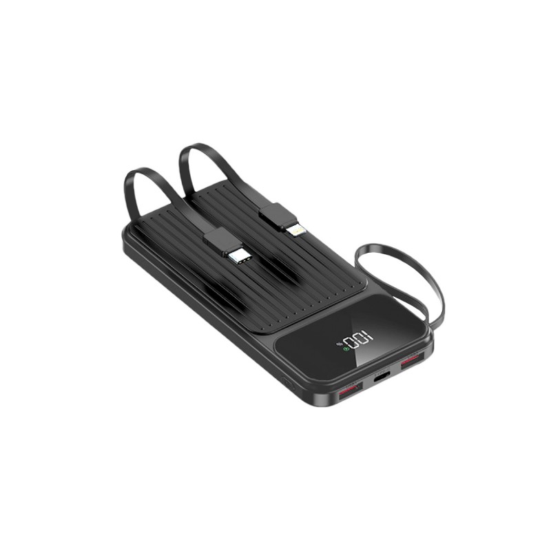 Maxlife power bank с вградени кабели MXPB-06 PD QC 22.5W 10000 mAh черен