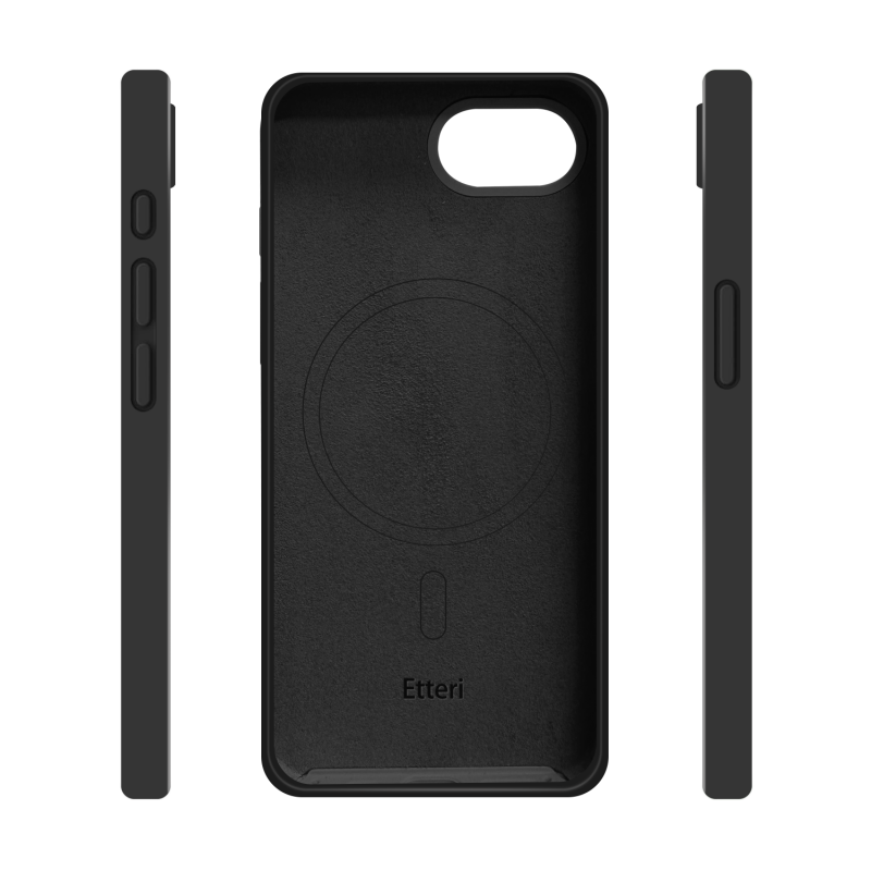 Калъф Etteri Silicone Mag за iPhone 16e / 17e, черен