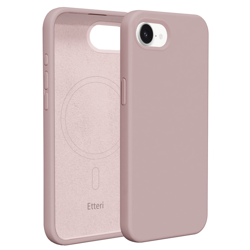 Калъф Etteri Silicone Mag за iPhone 16e / 17e, светло розов