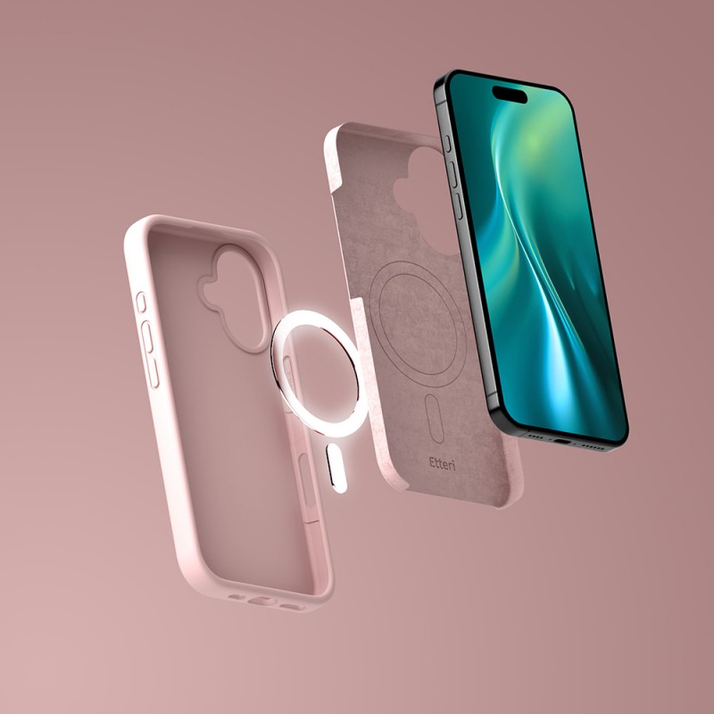 Калъф Etteri Silicone Mag за iPhone 16e / 17e, светло розов