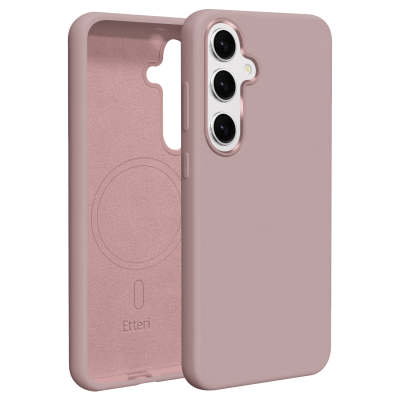 Оверлей Etteri Silicone Mag за Samsung Galaxy S25, светло розов