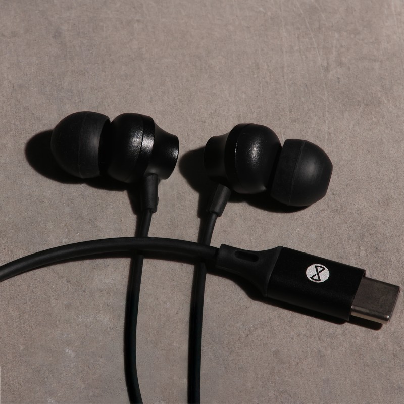 Forever кабелни слушалки EP-02 тип тапи USB-C черни