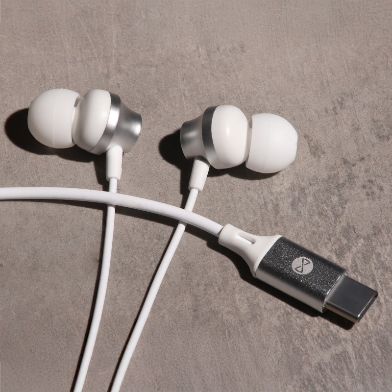 Forever słuchawki przewodowe EP-02 dokanałowe USB-C białe