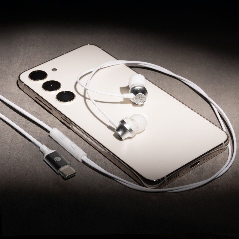 Forever słuchawki przewodowe EP-02 dokanałowe USB-C białe
