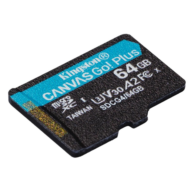 Kingston карта памет 64GB microSDXC Canvas Go Plus Gen4 200MB/s A2 U3 V30 + адаптер