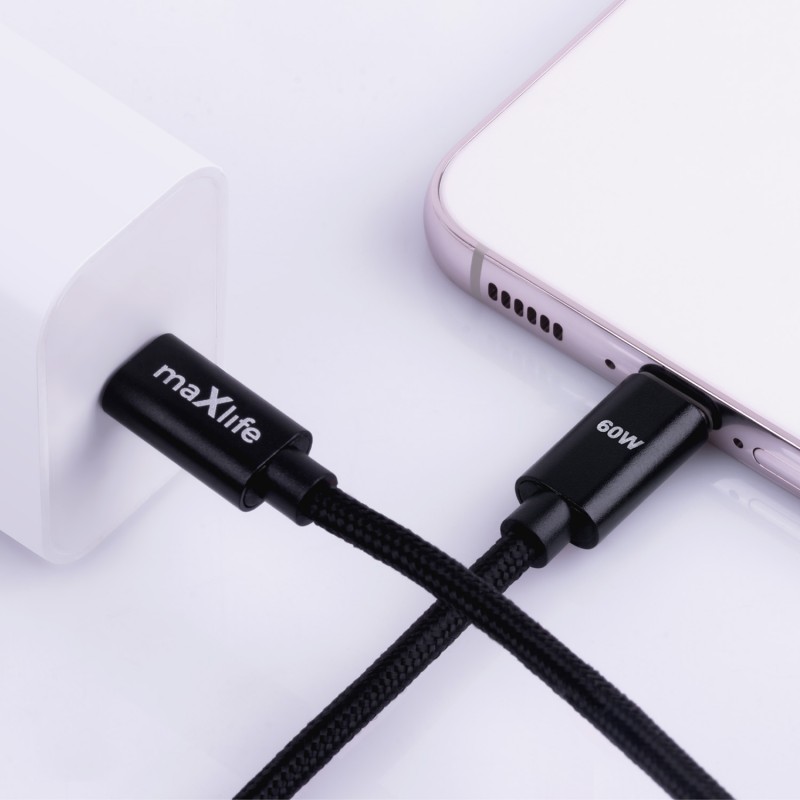 Maxlife MXUC-12 USB-C - USB-C кабел 1.0 m 60W черен