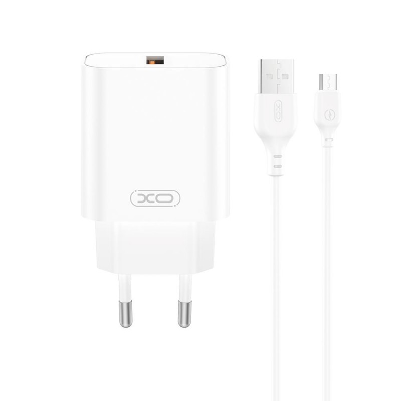XO мрежово зарядно CE33 QC 18W 1x USB бяло
