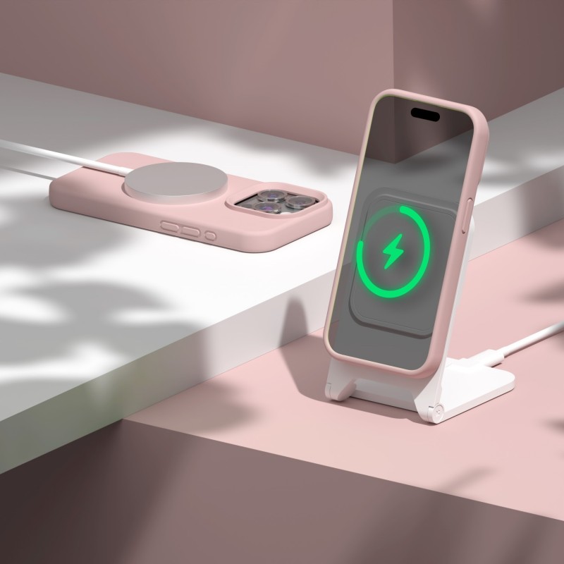 Силиконов калъф Etteri за iPhone 15 Pro 6.1" светло розов