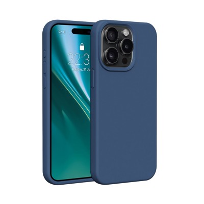 Силиконов калъф Etteri за iPhone 15 Pro Max 6.7" тъмно син